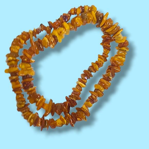 Natural Raw Baltic Amber Chip Necklace 44.7g 26" Butterscotch Cognac Beads - Picture 2 of 15